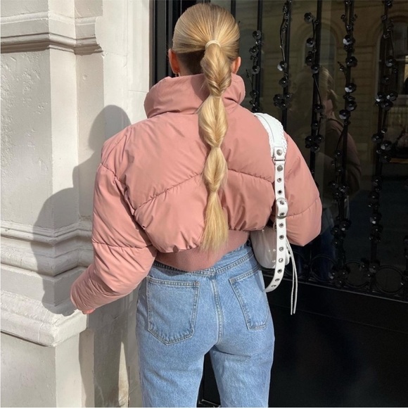 Zara pink cropped puffer jacket BLOGGERS FAVORITE!!!!! - Picture 10 of 16